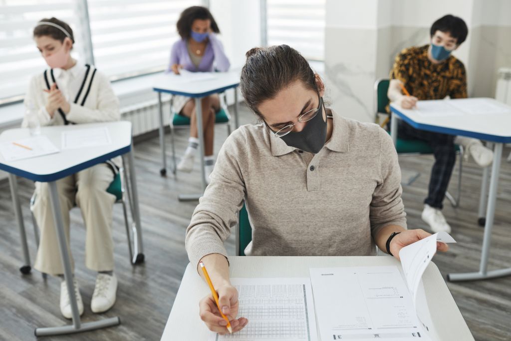 Student taking test