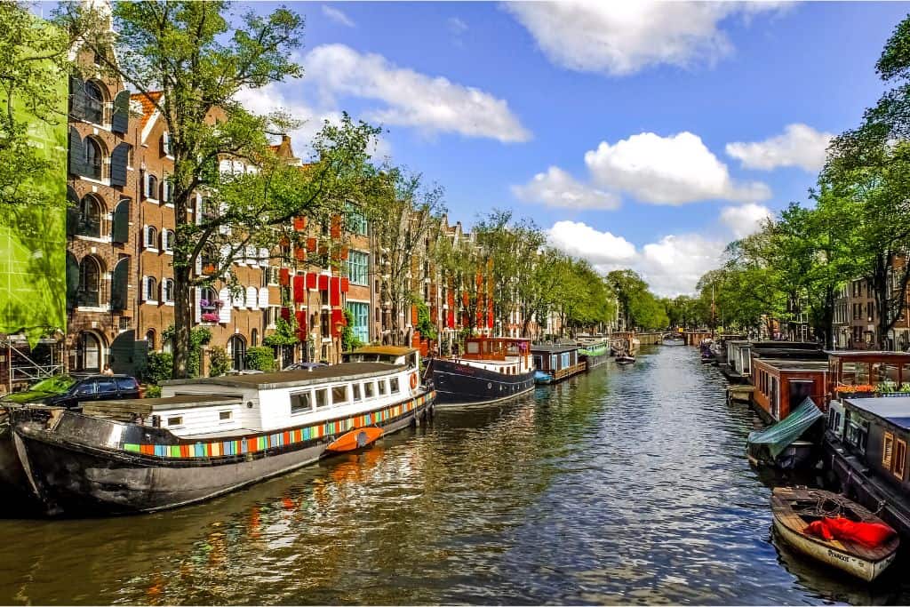Boats in the Canal in Amsterdam
